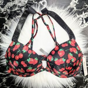 NWT Victoria's Secret 32C Strawberry Bombshell Push Up RARE Bikini Top - VS Swim